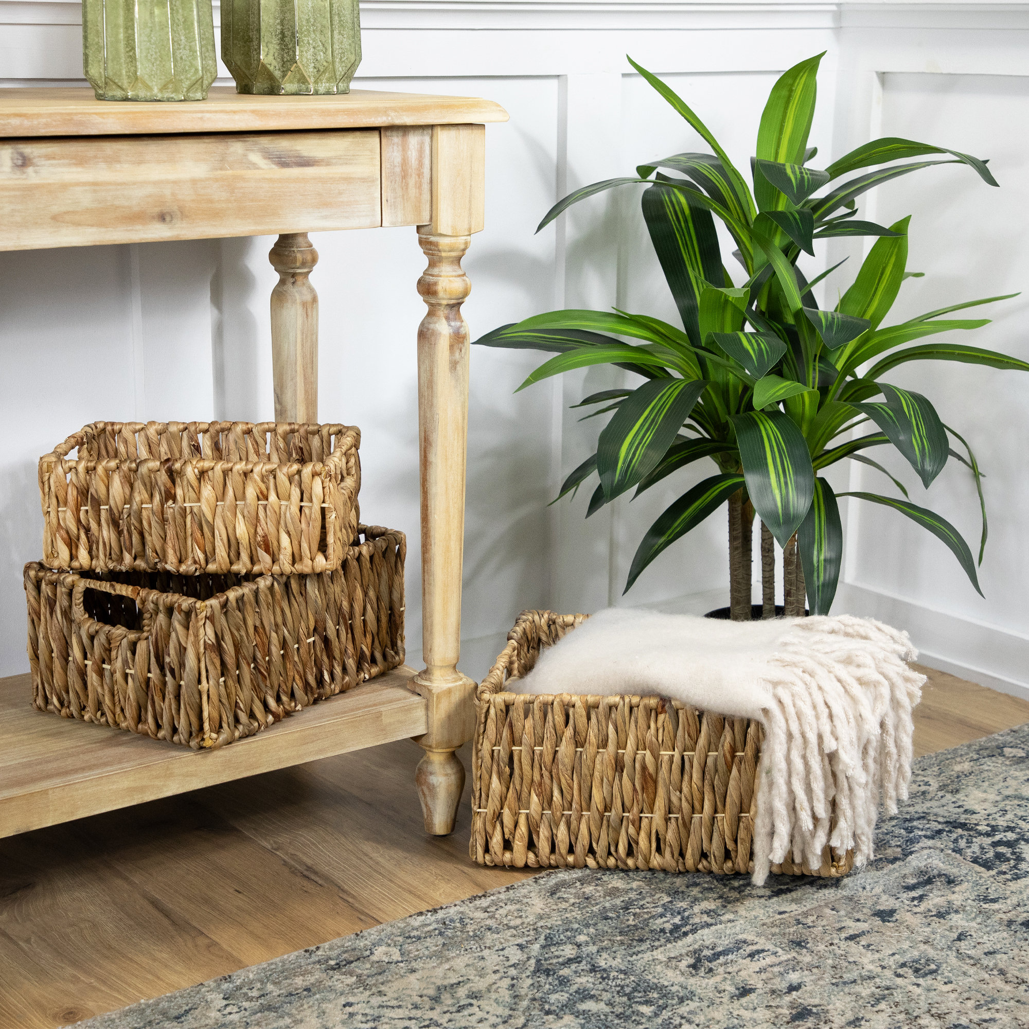 Northlight Seasonal Set Of 3 Brown Water Hyacinth Woven Storage Baskets ...